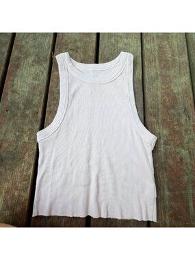 Aerie Ribbed High-Neck Cropped Tank Top In Light Pink Size Small Soft & Stretchy